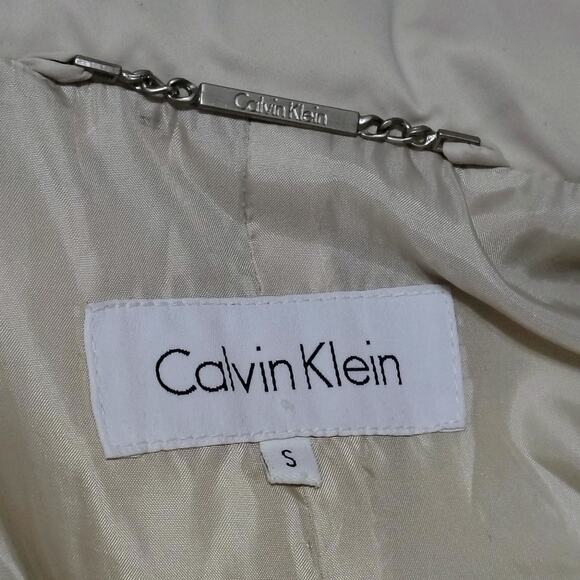 Calvin Klein Beige Performance Women's Puffer Coat Jacket Rollaway Hood Size Med - Picture 9 of 12